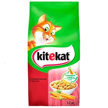 Сухой корм Kitekat для кошек с говядиной и овощами 12кг