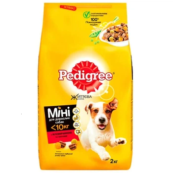 Сухой корм Pedigree для взрослых собак малых пород с говядиной и овощами 2кг