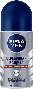 Дезодорант шариковый антиперспирант "Серебряная защита" для мужчин - Nivea For Men Silver Protect Deodorant Roll-On 50ml (32727-34543)