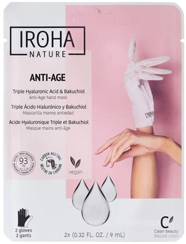 Маска-рукавичка для рук і нігтів Iroha Nature Anti-Age Triple Hyaluronic Acid 2 x 9 мл (8436036436131)