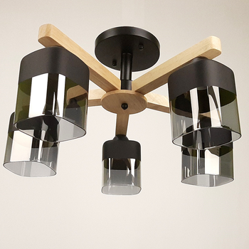 Люстра на 5 плафонов Sneha (9962778095/5A BLACK+WOOD)