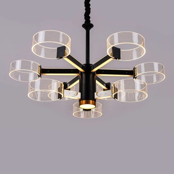 Люстра світлодіодна акрілова Sirius N 3705-6+3 BLACK+GD 98W
