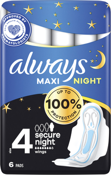 Гігієнічні прокладки Always Maxi Night (Розмір 4) 6 шт (8006540538258)