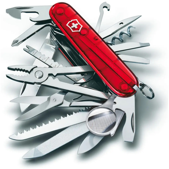 Нож Victorinox Swisschamp 91мм/33функ/прозрачный красный