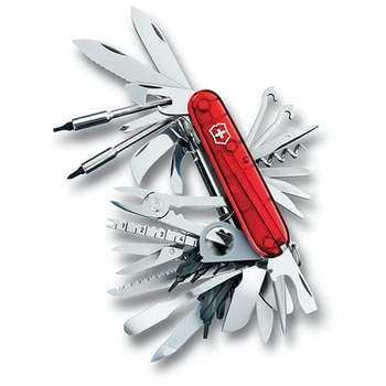 Ніж Victorinox Swisschamp XLT 91мм/50функ/прозорий червоний