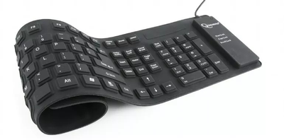 Клавіатура дротова Gembird силіконова водонепроникна USB з функцією OTG Чорна (KB-109F-B)