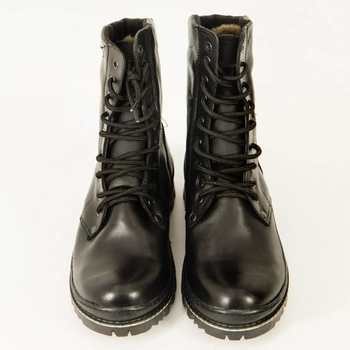Берцы зимние кожаные черные, натуральный мех, подошва антистат, ботинки мужские 44