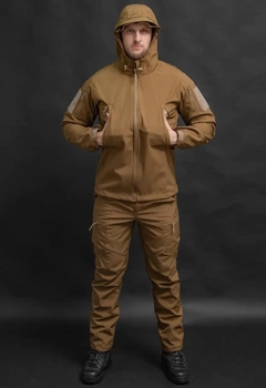 Чоловічий демісезонний костюм Softshell з Липучками під Шеврони колір койот Куртка і штани L