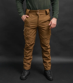 Мужские штаны Soft Shell демисезонные на флисе цвет Койот XL
