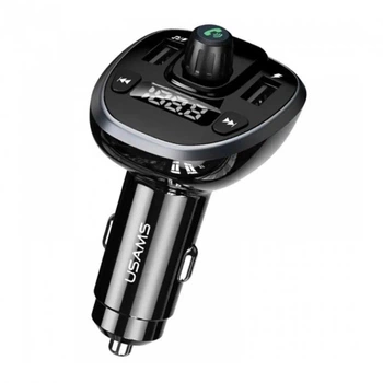 FM-трансмиттер USAMS CC115 C21 Dual USB 3.4A Digital Display Wireless FM Car Charger Black