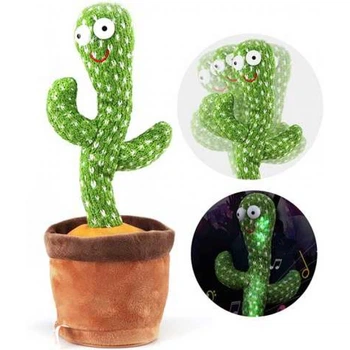 Танцующий интерактивный кактус Dancing Cactus в горшке поющий 120 песен с подсветкой 34 см