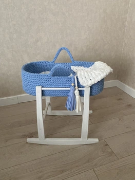 Люлька с подставкой ручной работы голубая LK4525blu