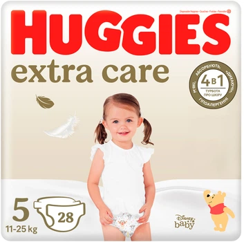 Підгузки Huggies Extra Care Jumbo 5 (11-25 кг) 28шт (5029053583150)