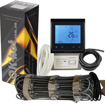 Гріючий мат для теплої підлоги Ok-hot 170 Вт/м2 15 м2 (2576 Вт)+Wi Fi термостат чорний