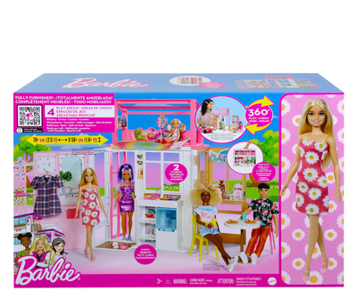 Zestaw do zabawy Mattel Barbie z domkiem 19 elementów (194735007677)