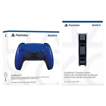 Комплект Геймпад Бездротовий Контролер Sony PlayStation (PS5) DualSense Cobalt Blue + Зарядна станція Тримач для Геймпада Sony DualSense Charging Station