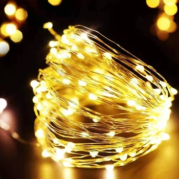 USB Гирлянда Роса, 10м, 100 Led, пульт 8 режимов, теплый белый свет (888000)