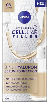 Тональний крем для обличчя Nivea Cellular Filler 3 в 1 Hyaluron Serum Foundation 03 Dunkel 30 мл (4005900938848)