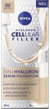 Тональний крем для обличчя Nivea Cellular Filler 3 в 1 Hyaluron Serum Foundation 02 Mittel 30 мл (4005900938800)
