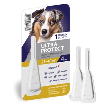Капли Ultra Protect против блох, клещей и комаров для собак 25-40 кг