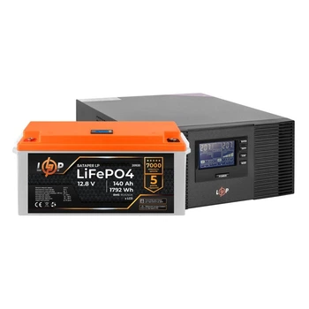 Комплект резервного живлення UPS 1500VA+АКБ LiFePO4 1792W LogicPower 22625 (ДБЖ 1050W+140Ah батарея літієва)