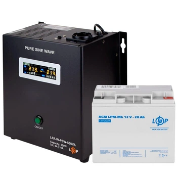 Комплект резервного живлення UPS 500VA+АКБ MG 270W LogicPower (ДБЖ 350W+20Ah батарея мультигелева)