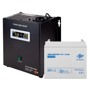 Комплект резервного живлення UPS 500VA+АКБ MG 420W LogicPower (ДБЖ 350W+33Ah батарея мультигелева)