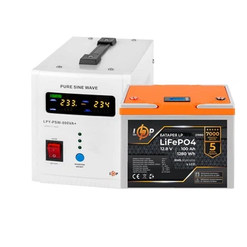 Комплект резервного живлення UPS 800VA+АКБ LiFePO4 1280W LogicPower 22623 (переносний ДБЖ 560W+100Ah батарея літієва)