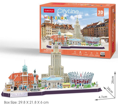 Puzzle 3D Cubic Fun Cityline Warszawa 126 elementów (6944588202712)