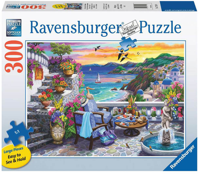 Puzzle Ravensburger duży format Zachód słońca nad Santorini 300 elementów (4005556171309)