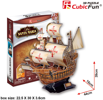 3D Пазл Cubic Fun Вітрильник Санта-Марія 113 елементів (6944588240080)