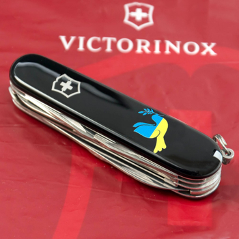 Нож Victorinox Huntsman Ukraine Black "Голуб Миру Жовто-Блакитний" (1.3713.3_T1036u)