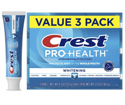 Зубная паста отбеливающая Crest Pro Health Whitening 3 шт 365 г для отбеливания от кариеса с отбеливанием американская паста крест