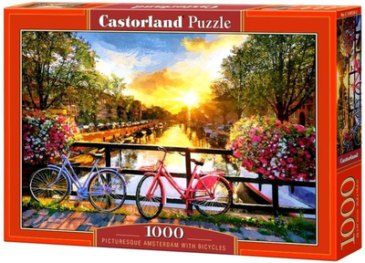 Puzzle Castor Malowniczy Amsterdam z rowerami 1000 elementów (5904438104536)