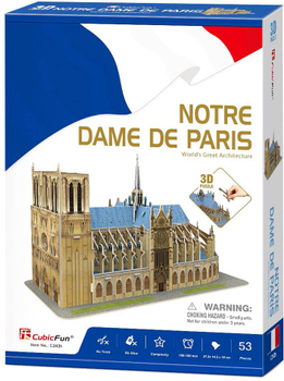 Puzzle 3D Cubic Fun Katedra Notre Dame 53 elementy (6944588202422)