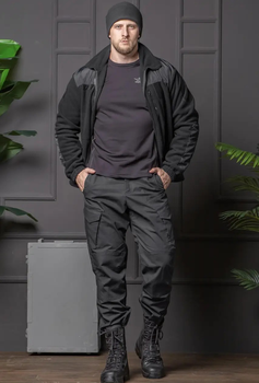 Мужской костюм Полиция черный цвет Флисовая Кофта и брюки Kayman / Кофта с водонепроницаемыми вставками и липучками под шевроны 52