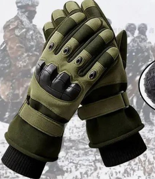 Зимові рукавиці теплі на флісі олива XL (74251889)