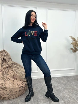 Fashions • Батник женский Love Christmas Fashions 42-44 темно-синий (4192-фг)
