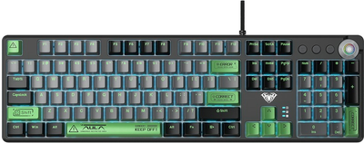 Клавіатура Aula Wind F2088 Pro Mechanical Black/Gray + 9 Green keys KRGD Blue USB EN/UA (6948391234892)