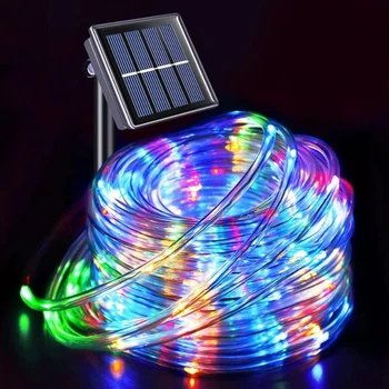 Гирлянда уличная садовая НА СОЛНЕЧНОЙ БАТАРЕЕ Шланг с росой 5м 50 LED DL мульти 7G-F-7863