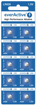 Батарейка щелочная everActive LR626 (LR66/G4), 1.5V, блистер 10шт разрывной, China