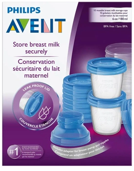 Набір контейнерів для зберігання молока Philips Avent Containers For Breast Milk 5 контейнерів об'ємом 180 мл + 5 кришок (8710103671664)