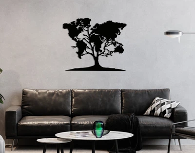 Декоративное панно на стену из дерева Upwood Decor Дерево карта Tree map 35 х 42 см black