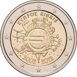Монета Кіпр 2 євро 2012 «10 років євро» UNC (KM#97)