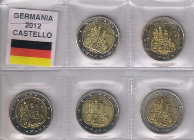 Набір монет Німеччина набір з 5 монет по 2 євро 2012 A, D, F, G, J «Баварія» UNC