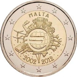 Монета Мальта 2 євро 2012 «10 років євро» UNC (KM#139)