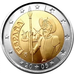 Монета Испания 2 евро 2005 Биметалл UNC Дон Кихот