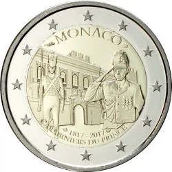 Монета Монако 2 евро 2017 Биметалл UNC 200-летие Роты княжеских карабинеров