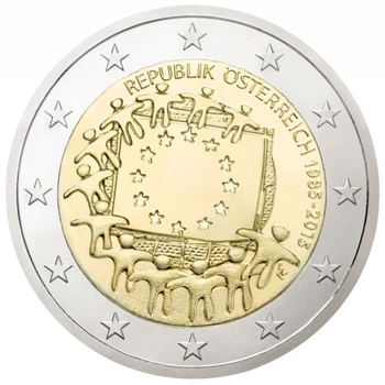 Монета Австрия 2 евро 2015 Биметалл UNC Европейский флаг