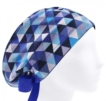 Медицинская шапочка женская HeadwearUniverse универсальная принт Треугольники синие